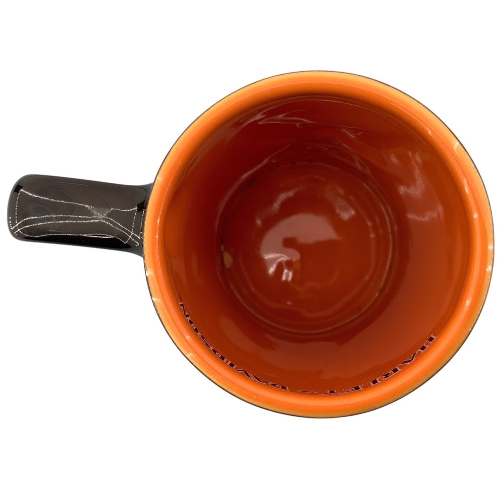 Harley-Davidson 2002 Eagle 3D Relief Ceramic Coffee Mug Black Orange Logo 5in - Picture 3 of 6